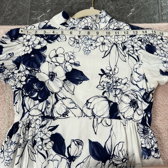 Vintage 70's Floral Blue White Maxi Dress Puff Sleeve Empire Waist Size 4/6 - Picture 3 of 16